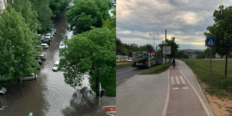Sarajevo, pljusak, suhe ulice 