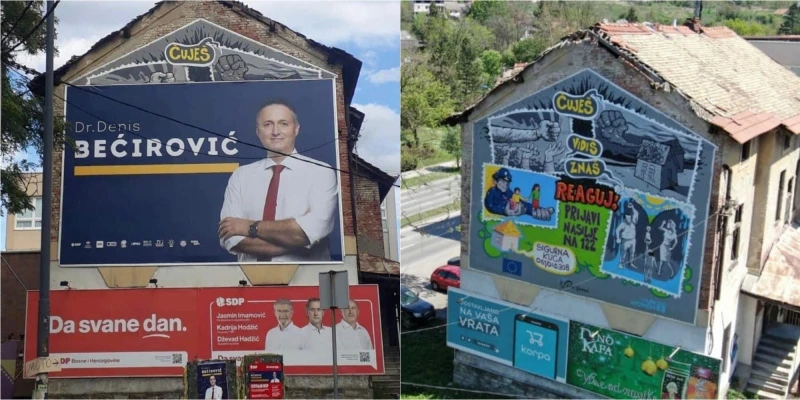 Denis Bećirović, mural, Tuzla
