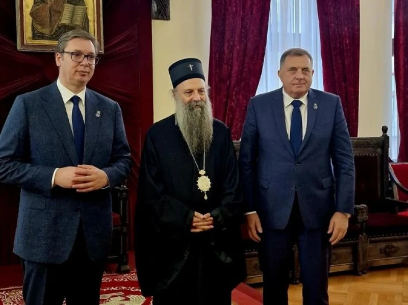 Aleksandar Vučić, patrijarh Porfirije, Milorad Dodik