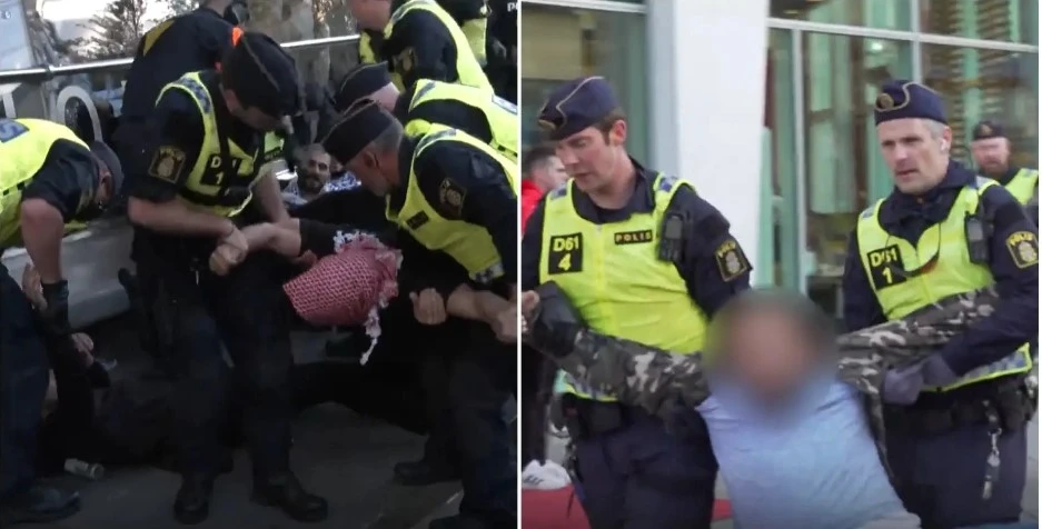 Policija odvodi demonstrante