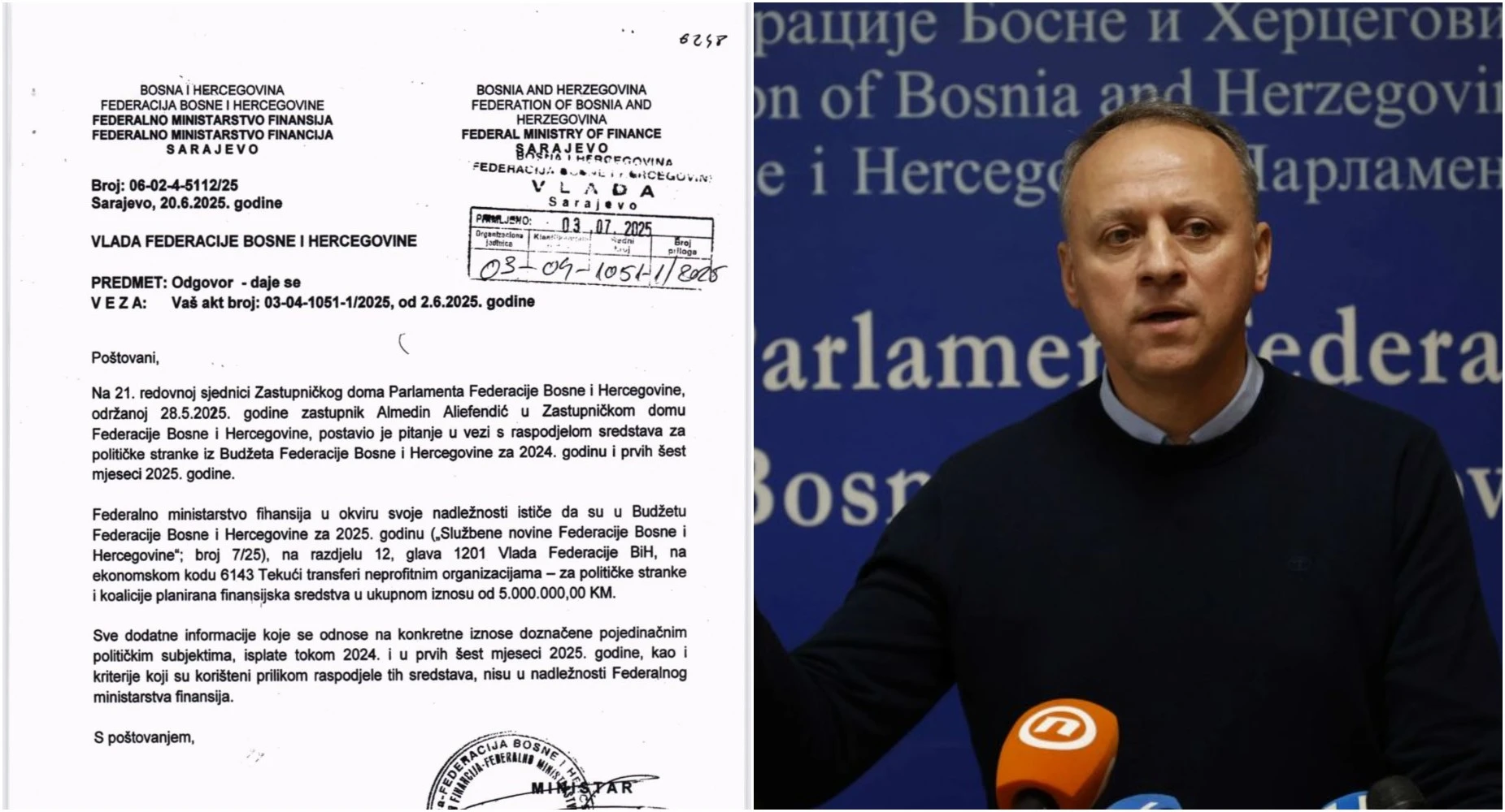 Almedin Aliefendić iznenađen dobijenim odgovorom