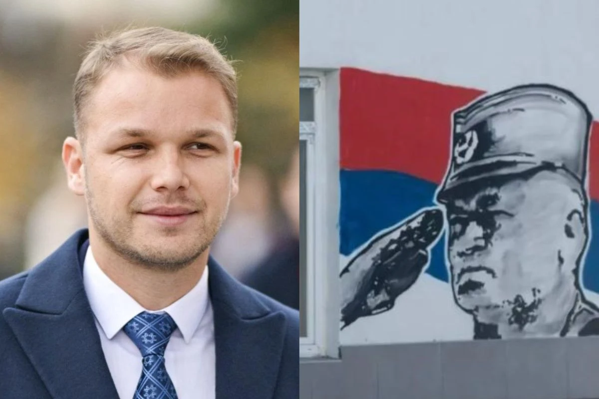 Draško Stanivuković i mural Ratka Mladića u Banjoj Luci