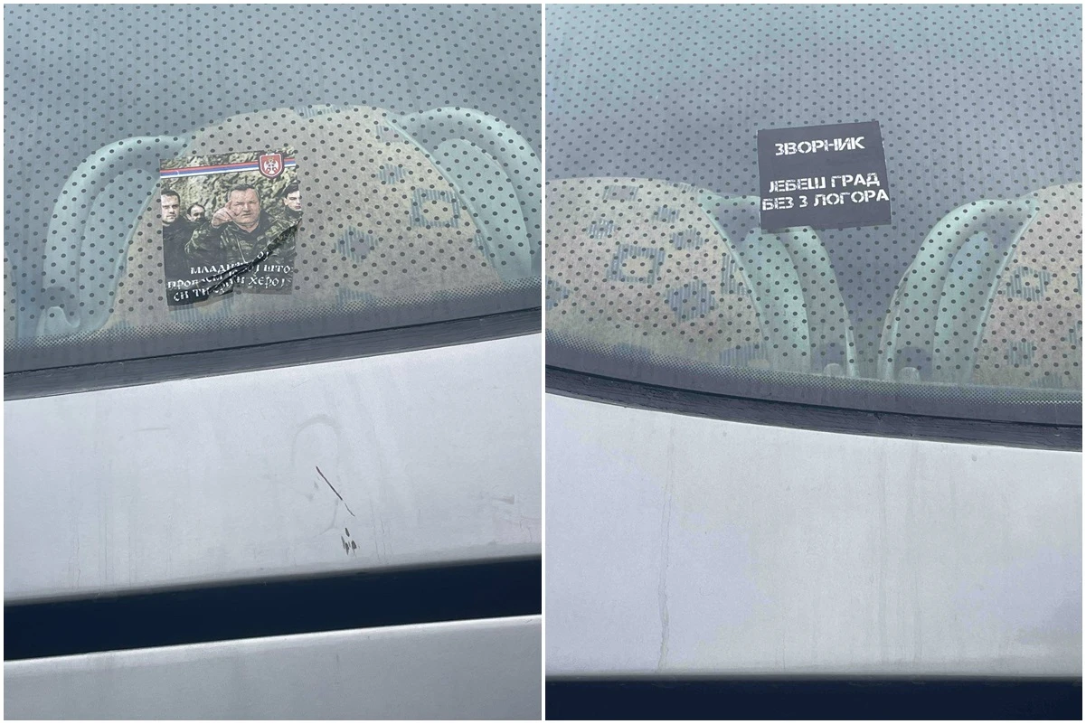 Naljepnice na autobusu Radničkog iz Lukavca