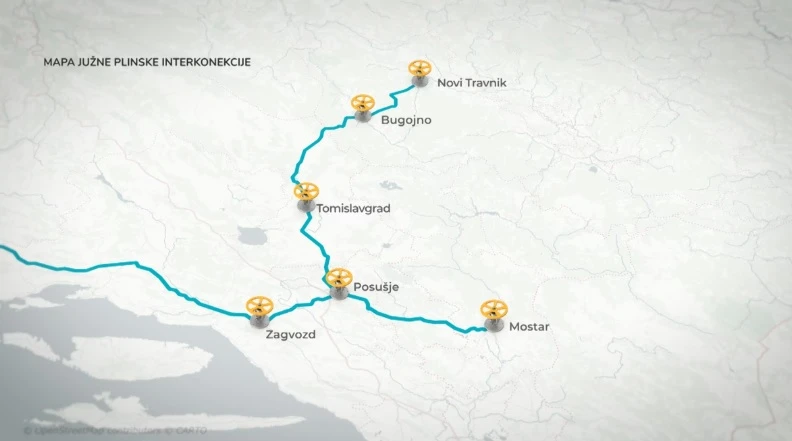Mapa Južne plinske interkonekcije